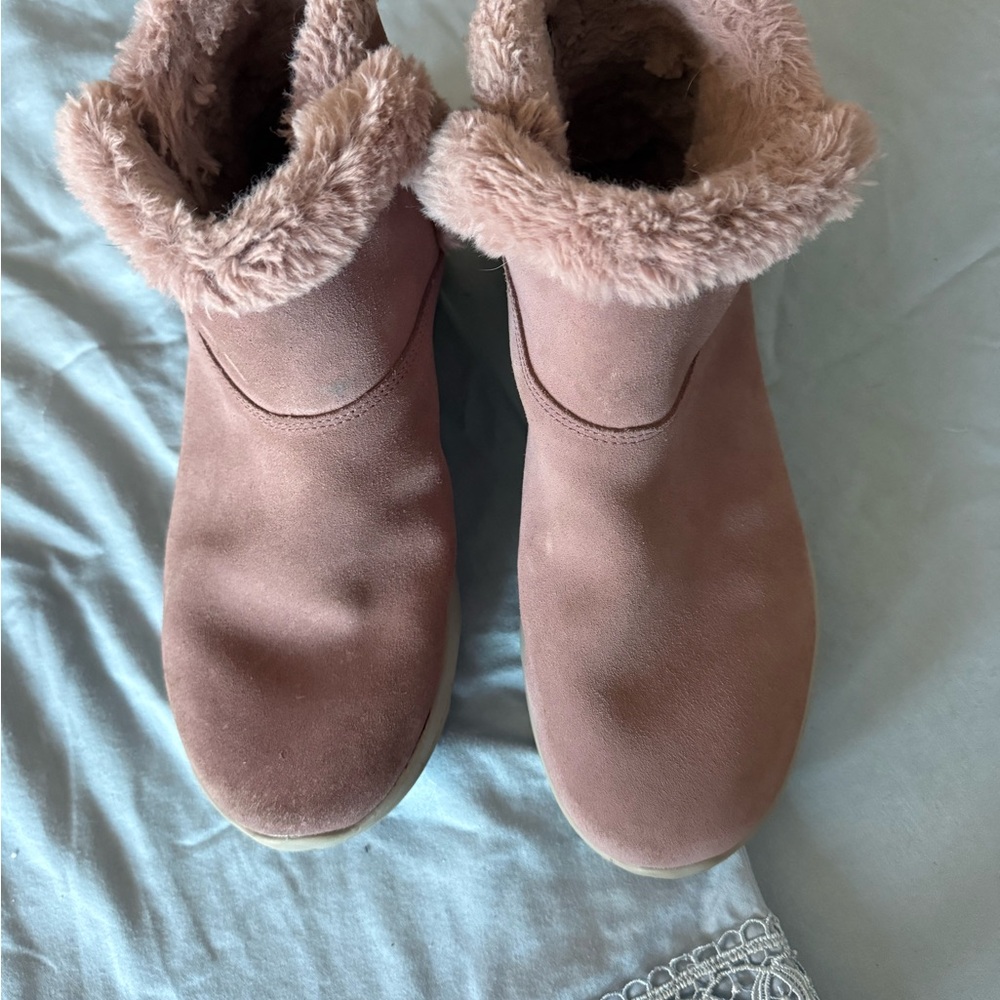 Skechers Purple Ankle Boots with Furry Trim